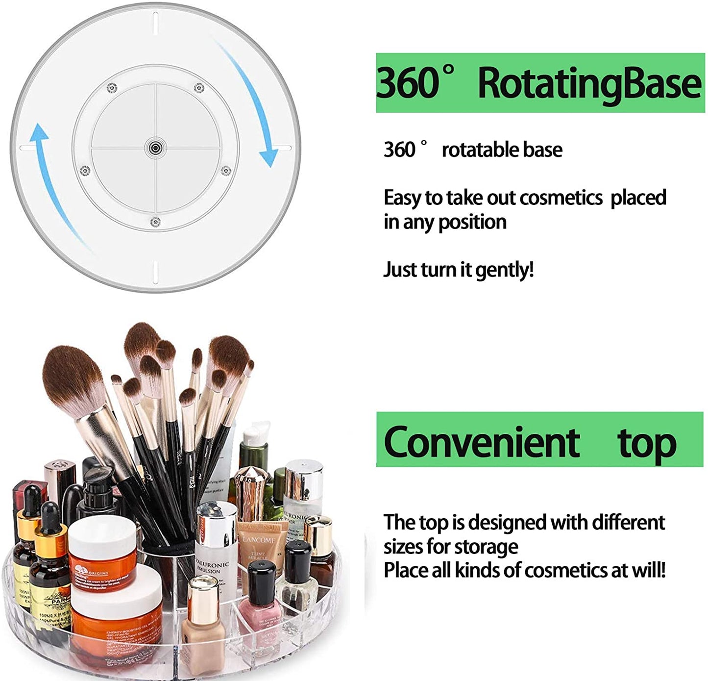 360-Degree Rotating Cosmetics Makeup Organizer