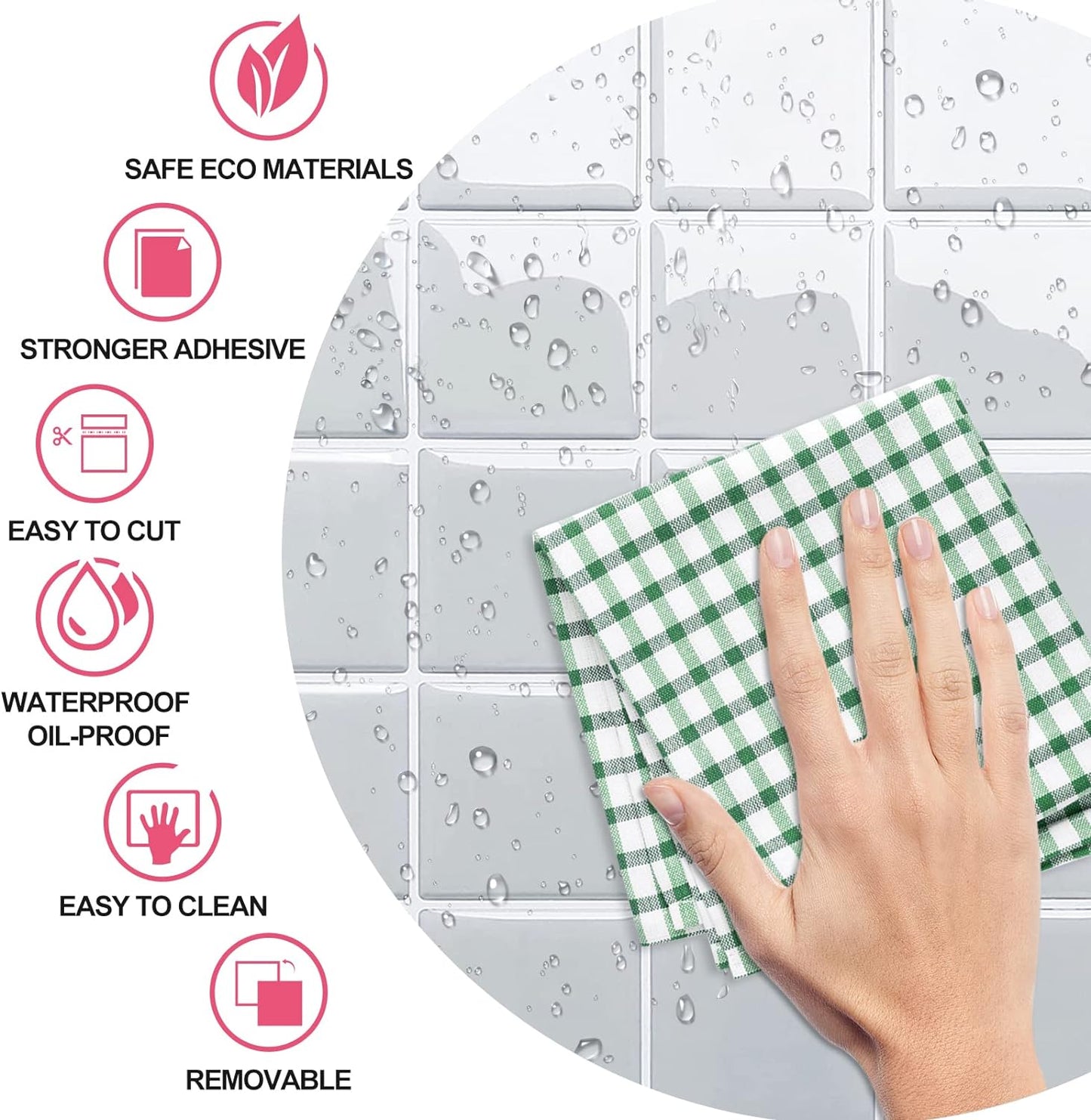 5 Pcs Self-Adhesive 3D Tiles - Mosaic Gray