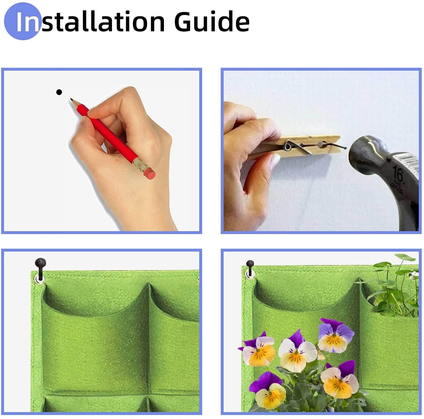 18 Pockets Hanging Planter Bags Vertical Wall Mounted Plant Planting Grow Bags