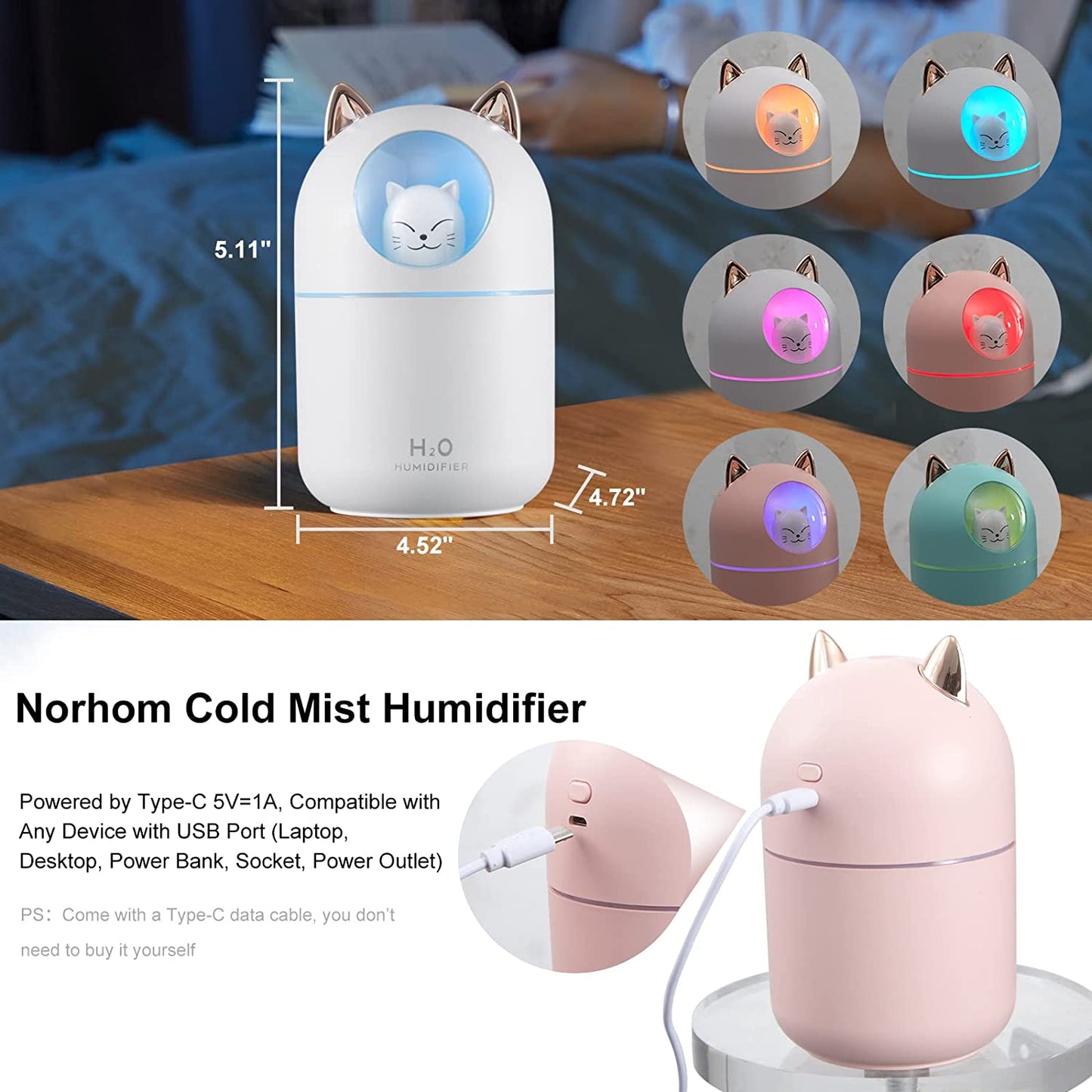 Mini Humidifier - Cat White