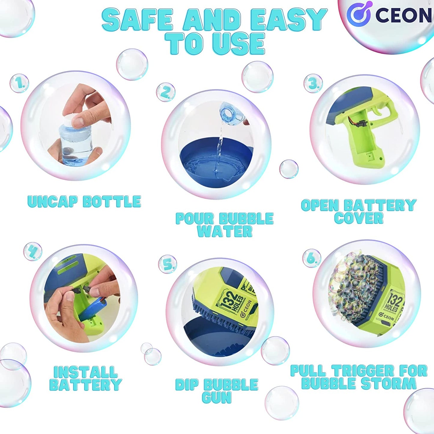 132 Holes Bubble Rocket Launcher with Lights - Blue