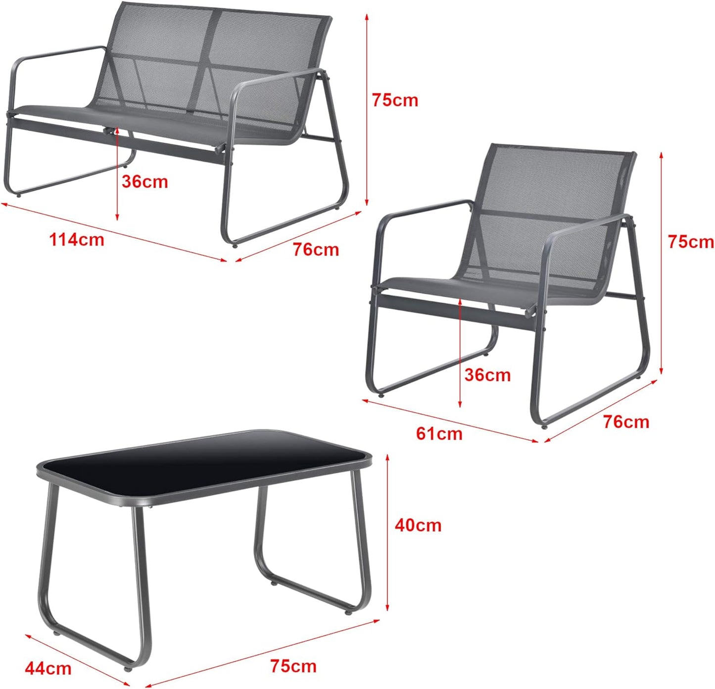 4-Piece Garden Outdoor Furniture Set, Sectional Patio Bistro Set