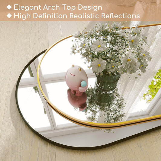 Semi Ellipse 165 cm Aluminum Frame Full Body Mirror Full Length Mirrors Floor Mirror
