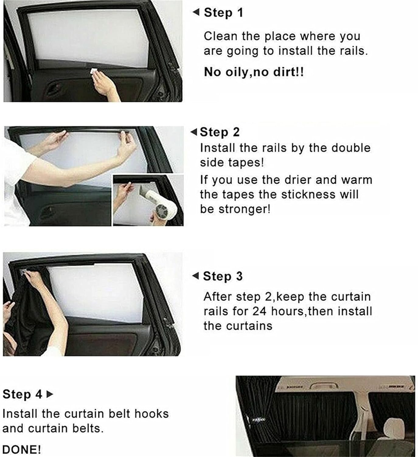 2PCS Black Car Sun Shade Side Window Curtain 70S Auto Foldable Protection Accessories Kit