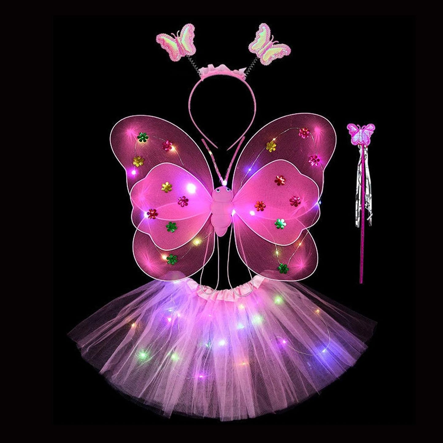 20 LED  Light up Fairy Costume Set Pink