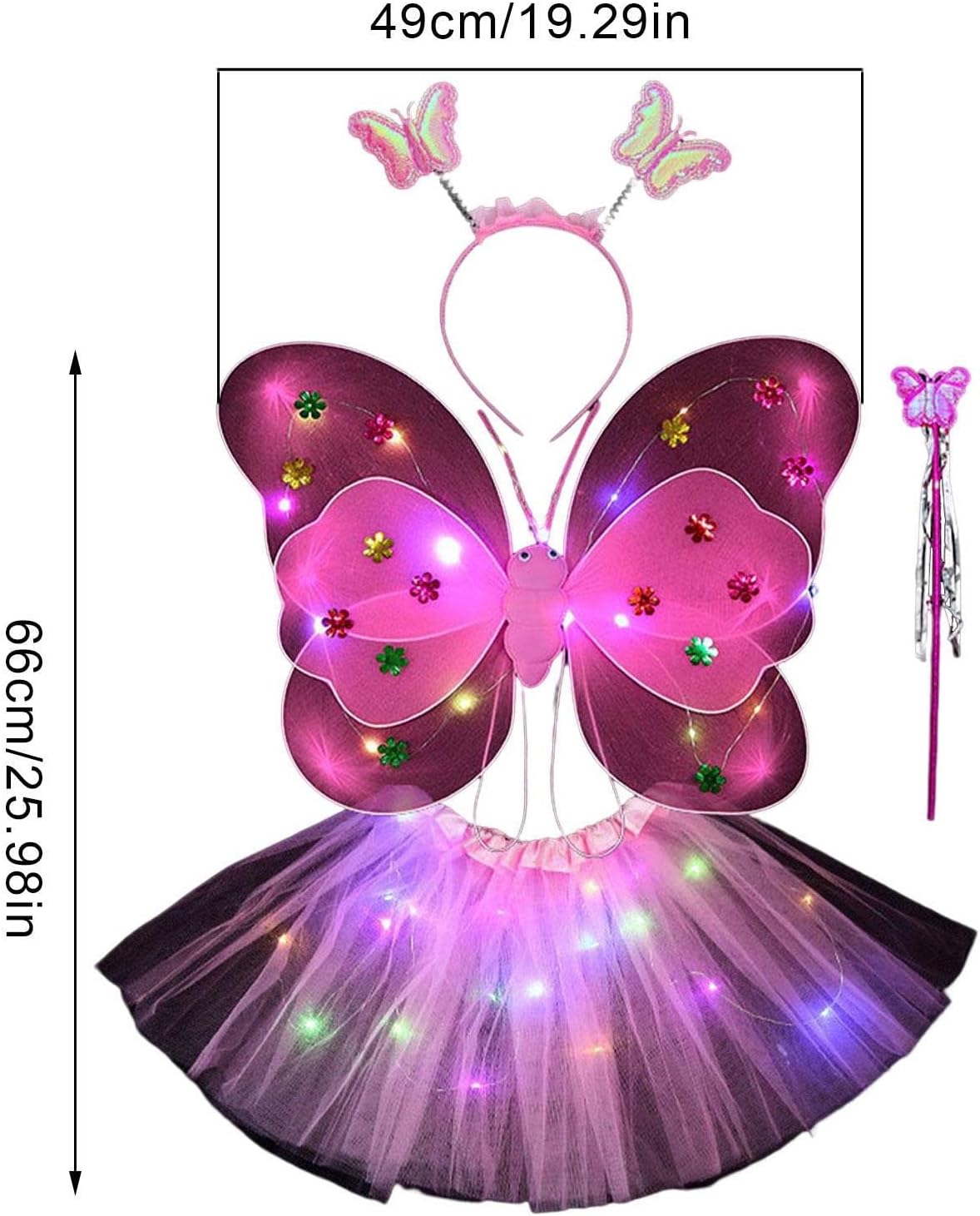 20 LED  Light up Fairy Costume Set Pink