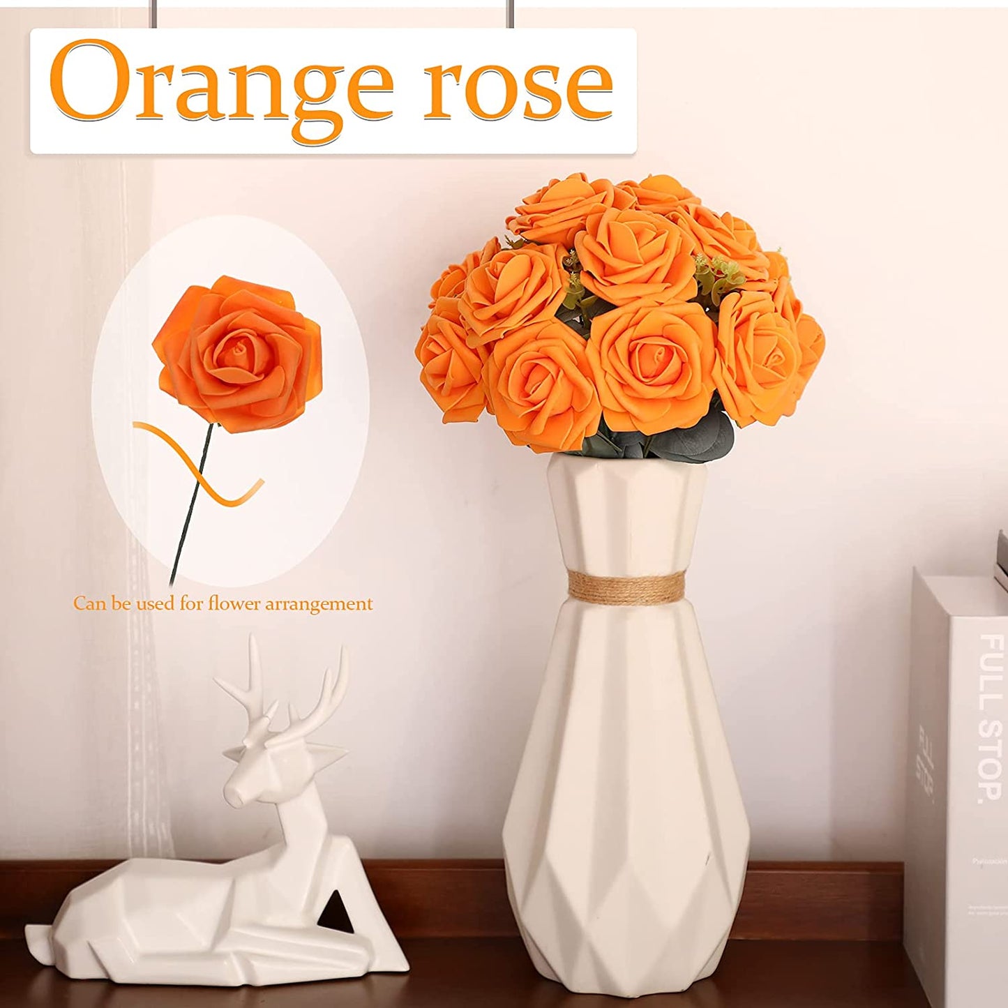 25pcs Artificial Flower Rose Decorated Rose Flower - Orange