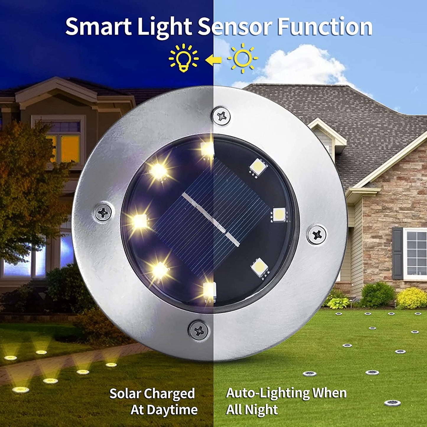 8 Led Solar Ground Lights 4 park - Warm