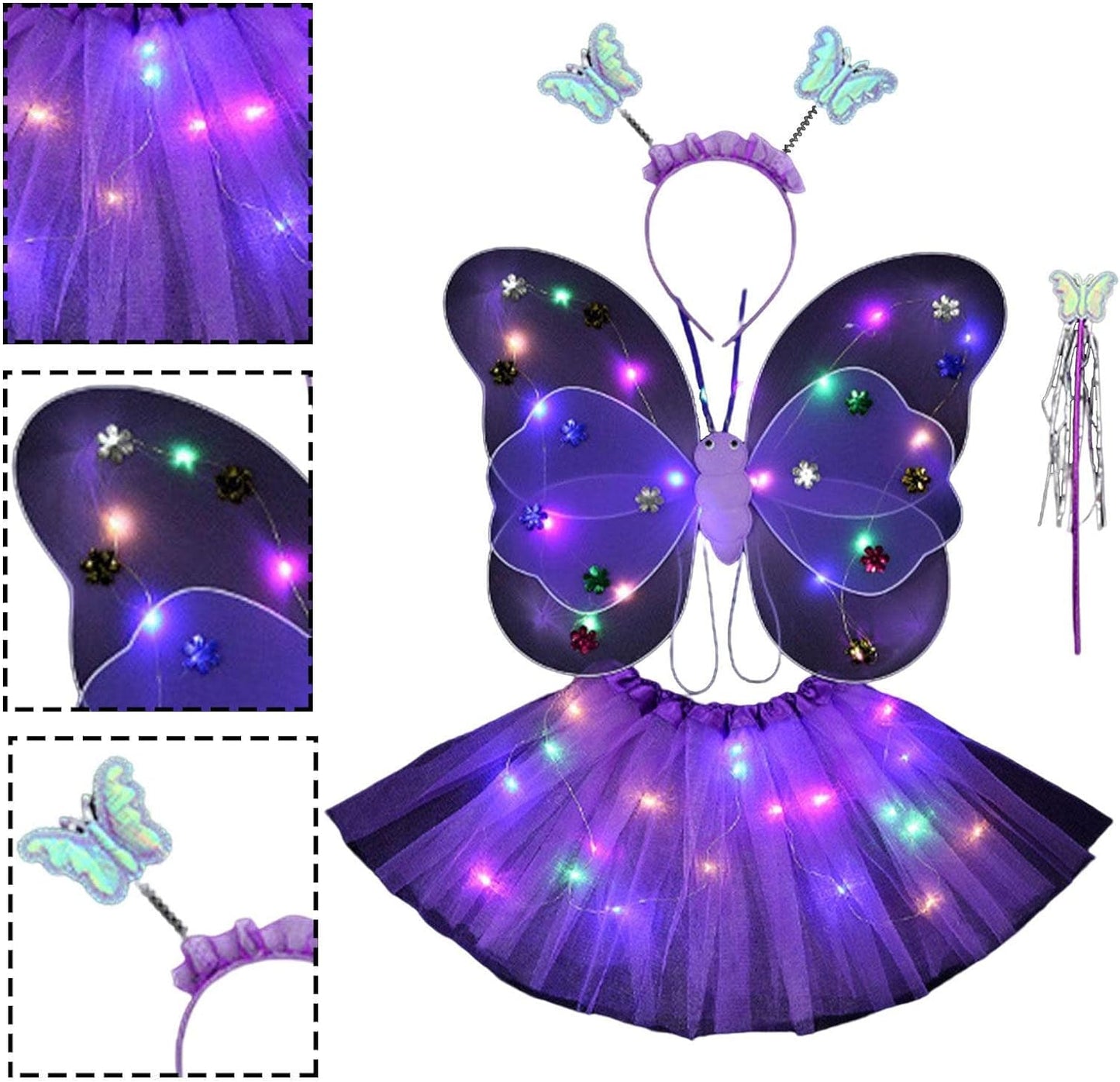 20 LED  Light up Fairy Costume Set Purple