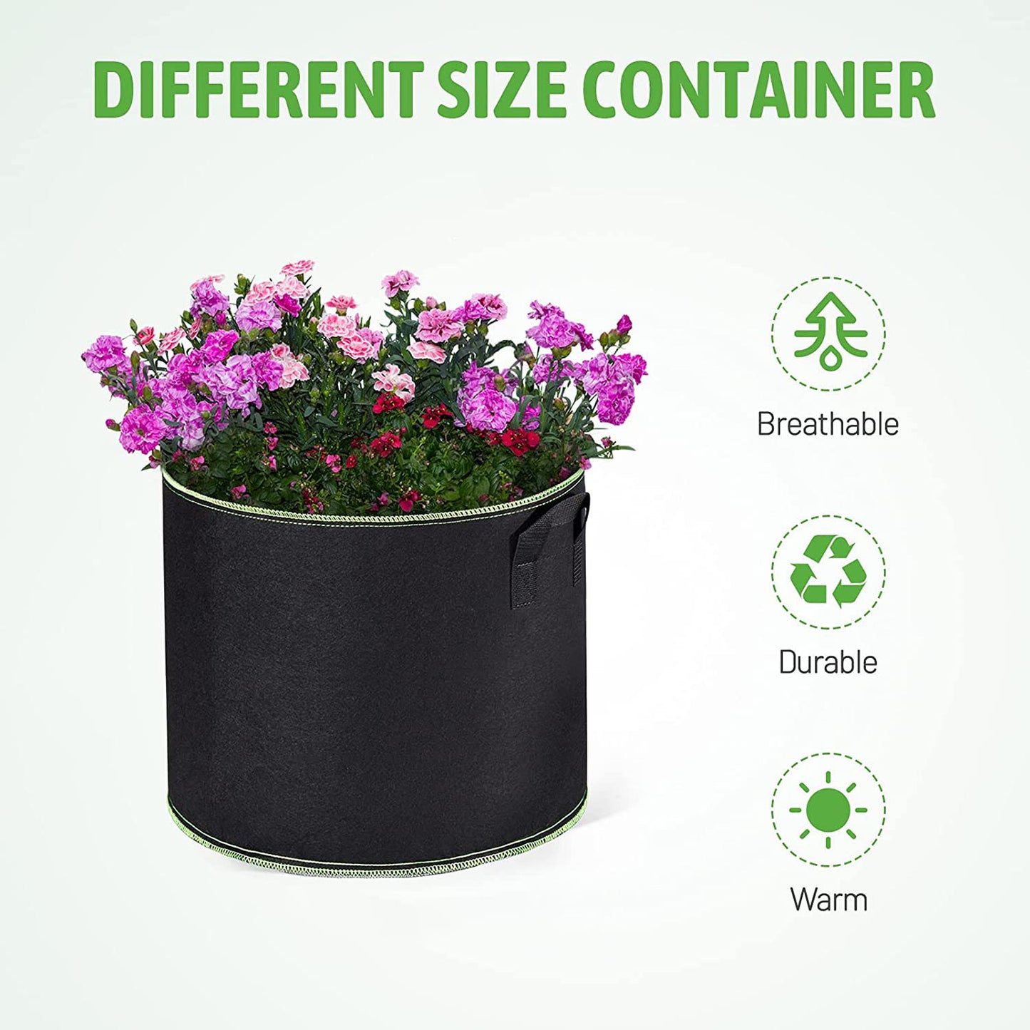 4 Pack 37L Grow Bags Nonwoven Plant Fabric Pots with Handles