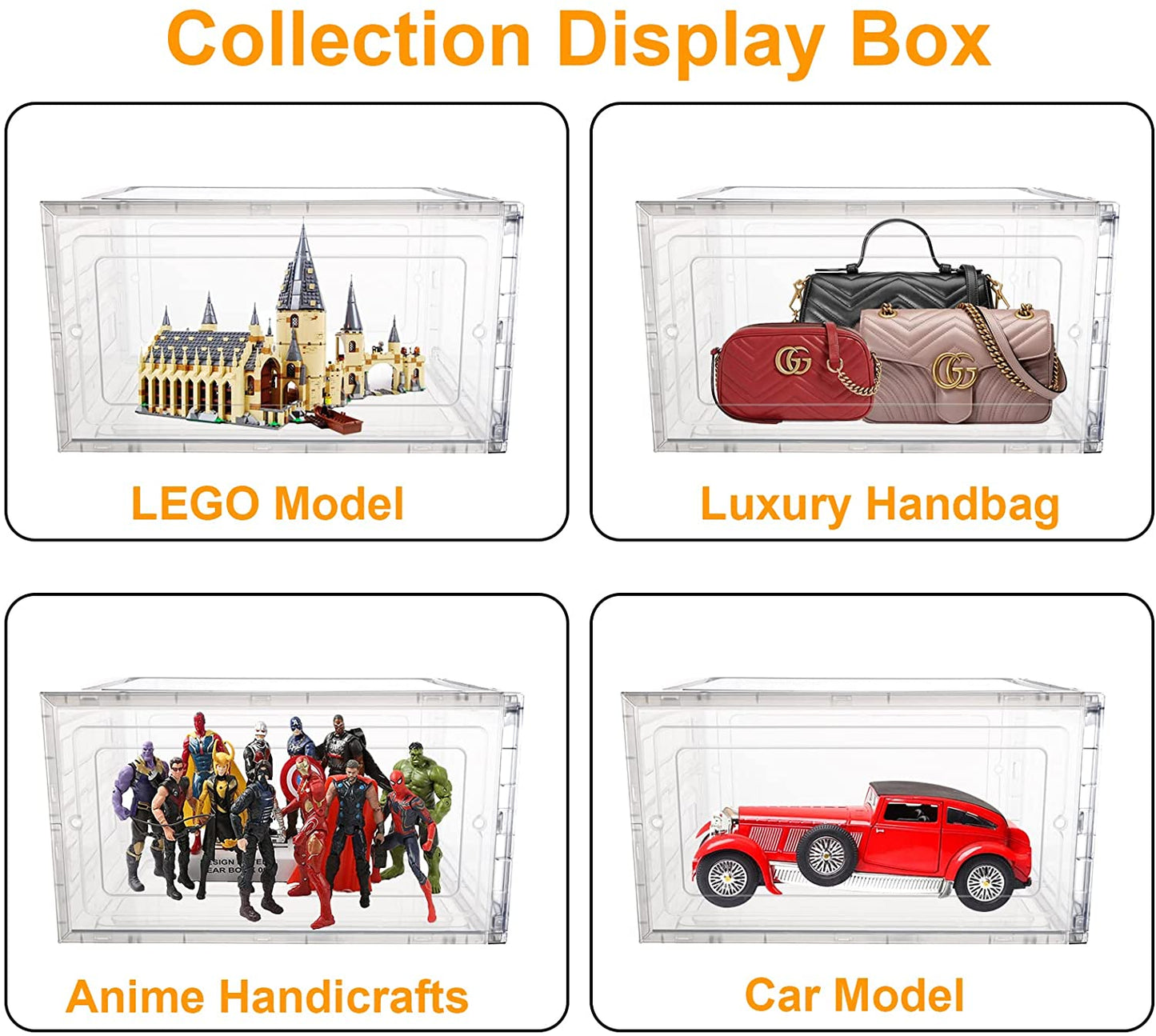 2 Pack Shoe Boxes for Display Shoes Sneakers Storage Clear (Front side open)