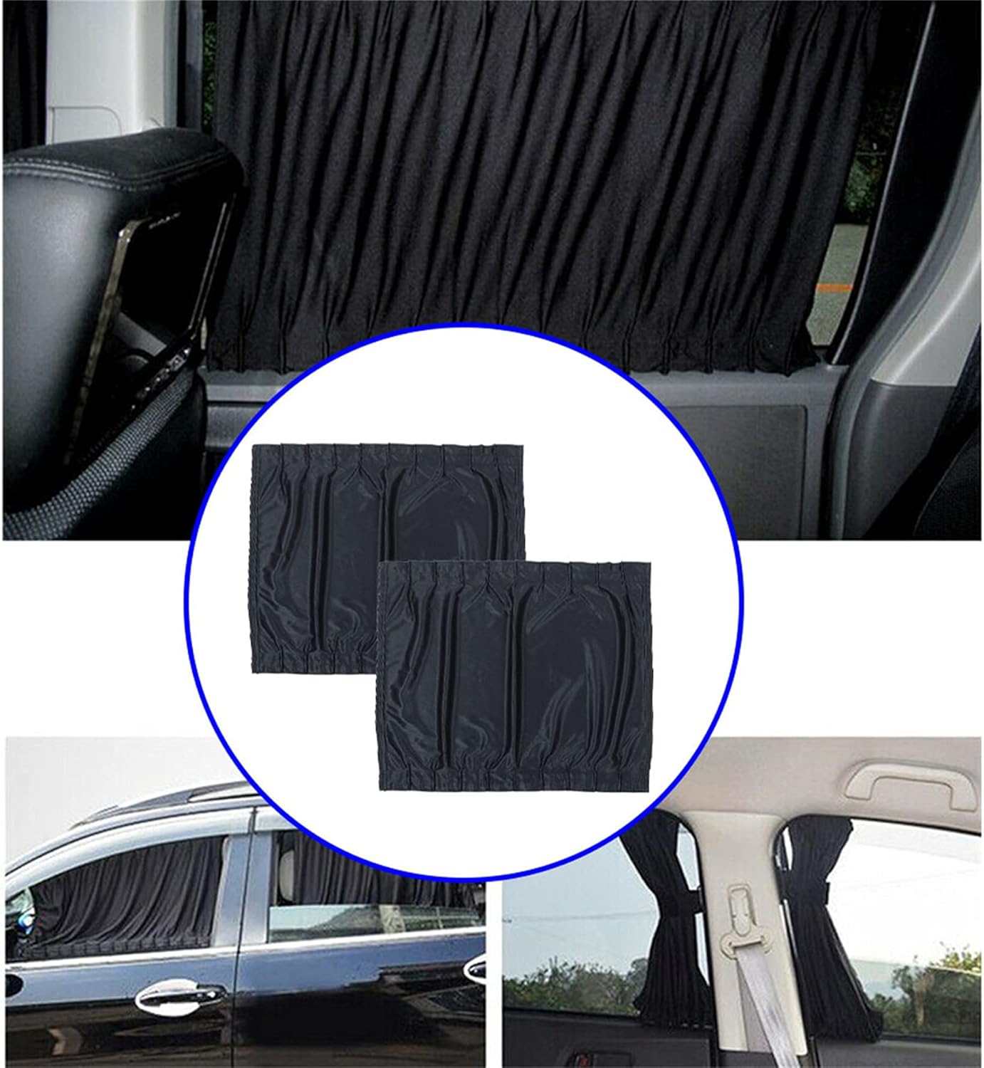 2PCS Black Car Sun Shade Side Window Curtain 70S Auto Foldable Protection Accessories Kit