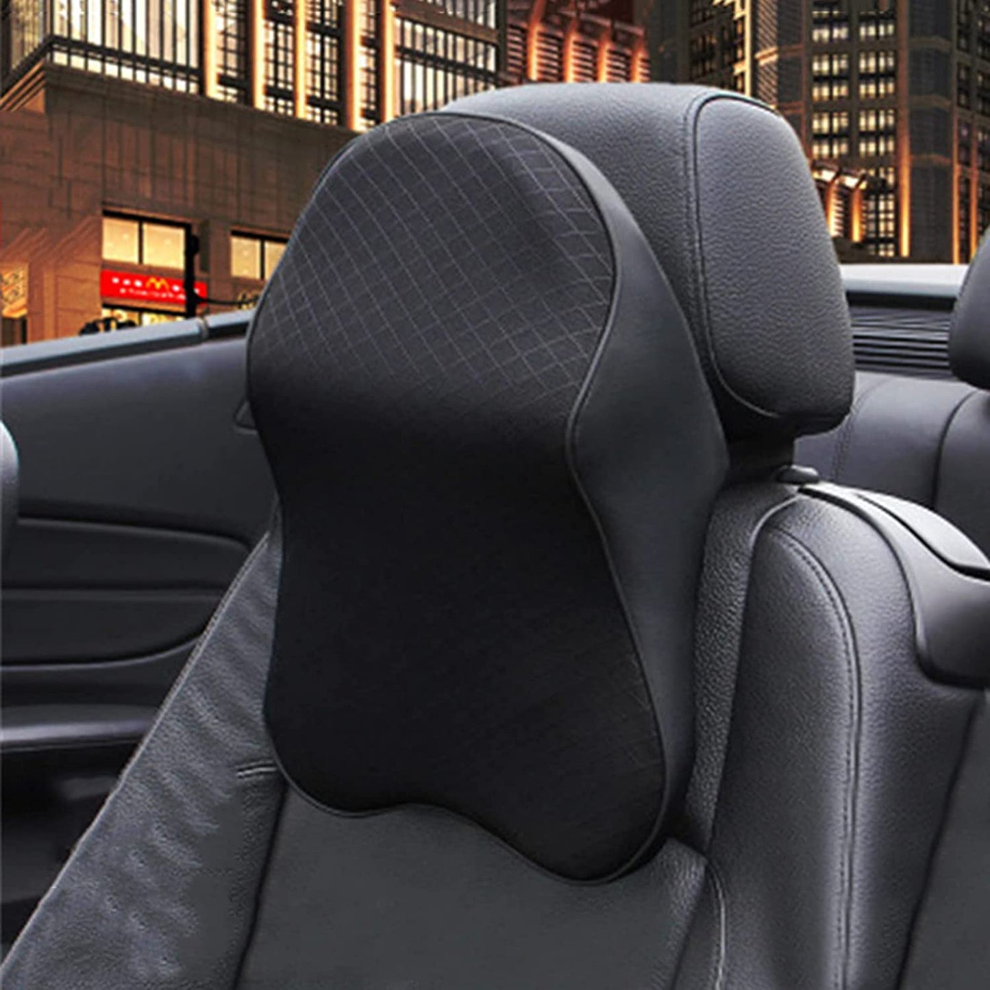 Memory Foam Car Seat Headrest Pillow _ Neck Support Cushion