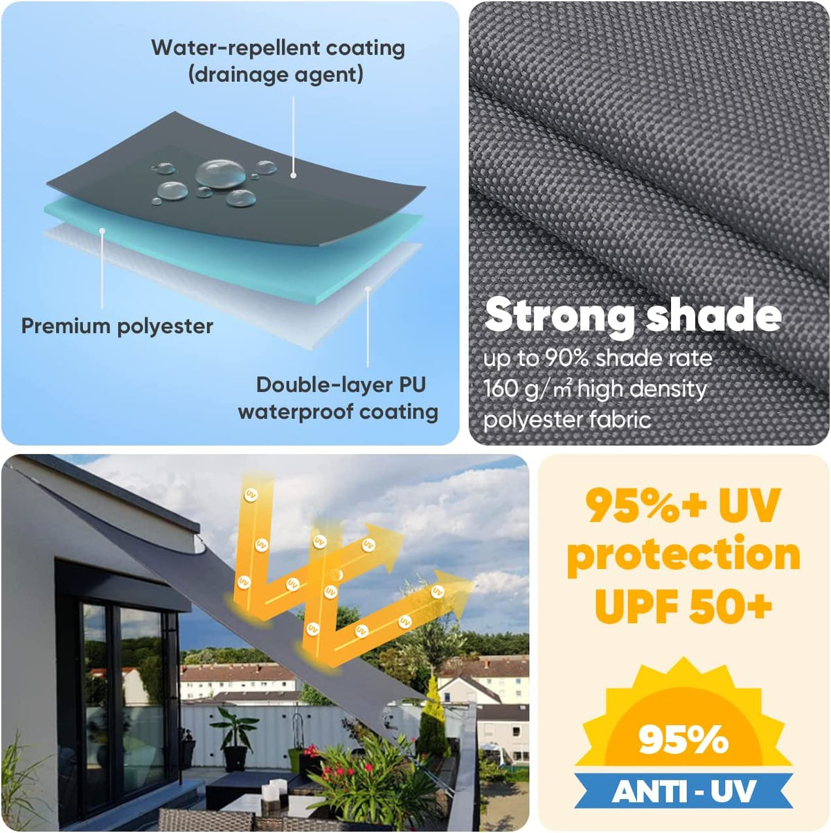 WaterProof Sun Shade Sail 3 x 4 M