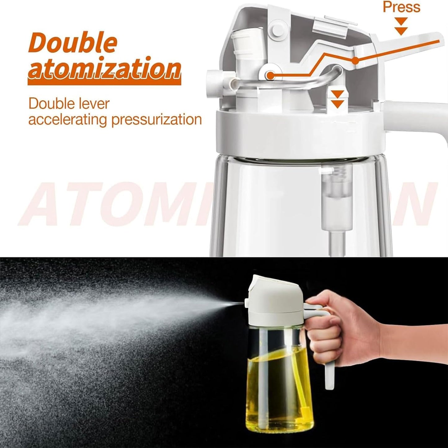 Dual-Function Oil Spray Bottle for Cooking 470ml White