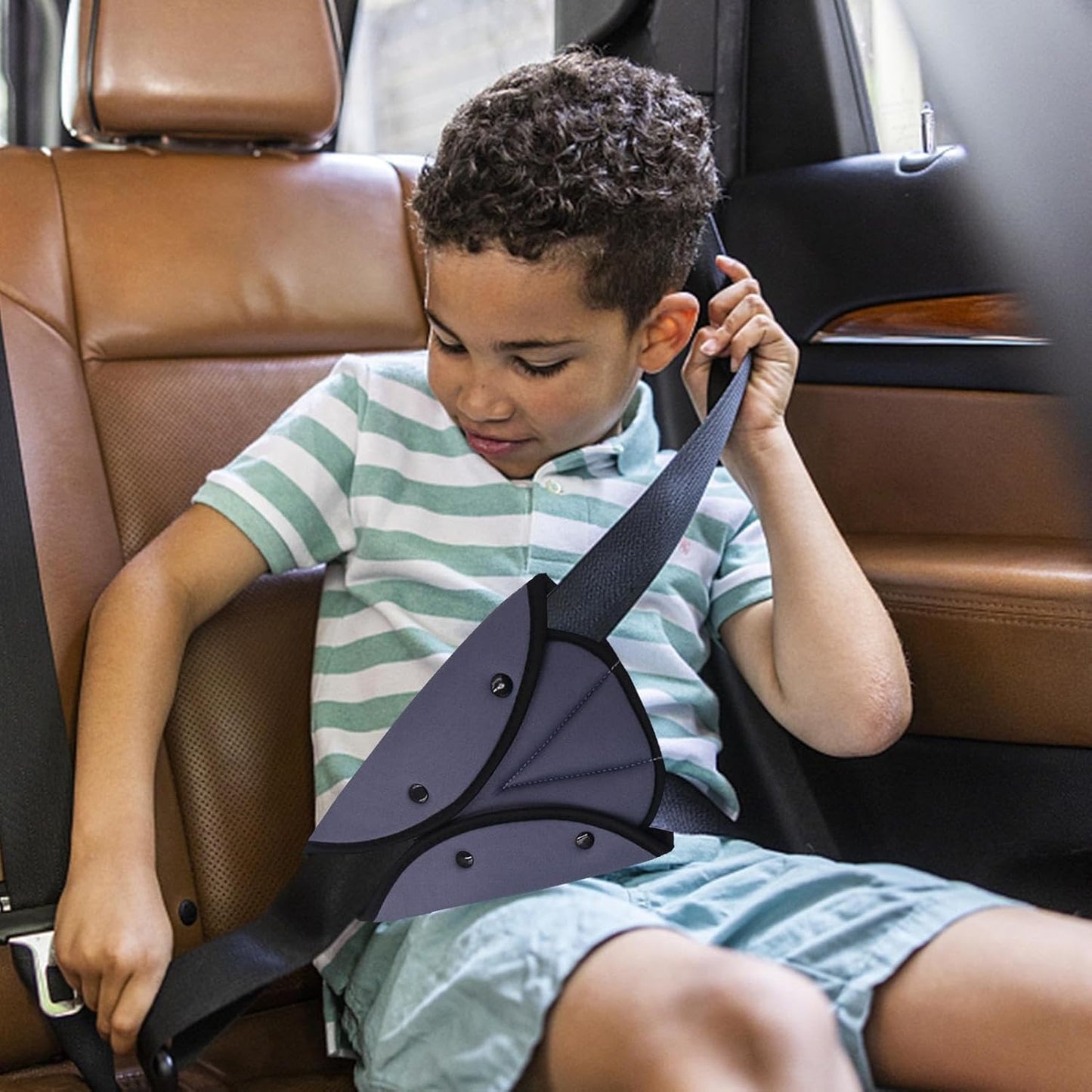 2PC Car Child Seatbelt Cover Strap Protector Black and Gray