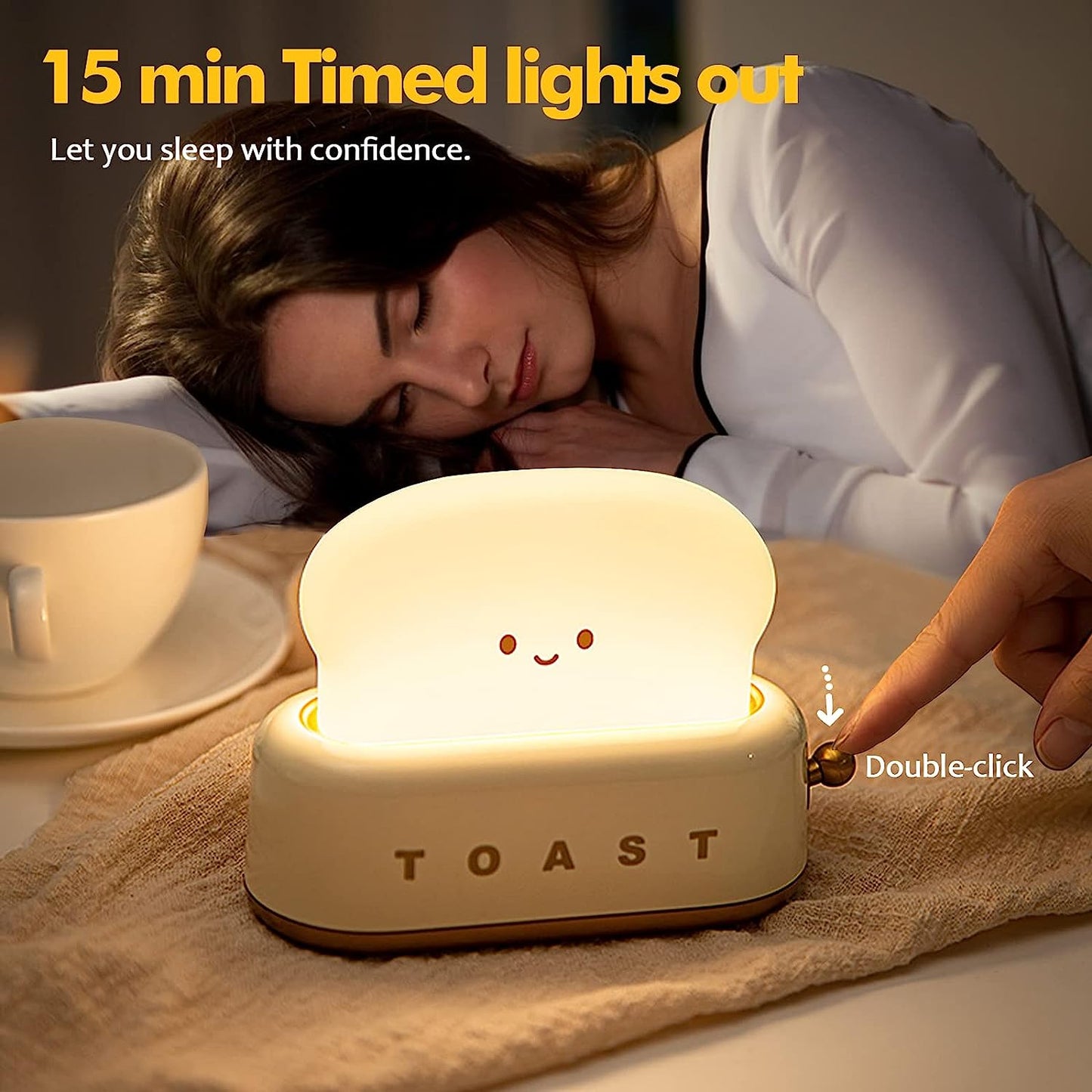 Night Light Toast Bread LED Night Lamp USB Charging Light Bedroom Bedside Sleep Light