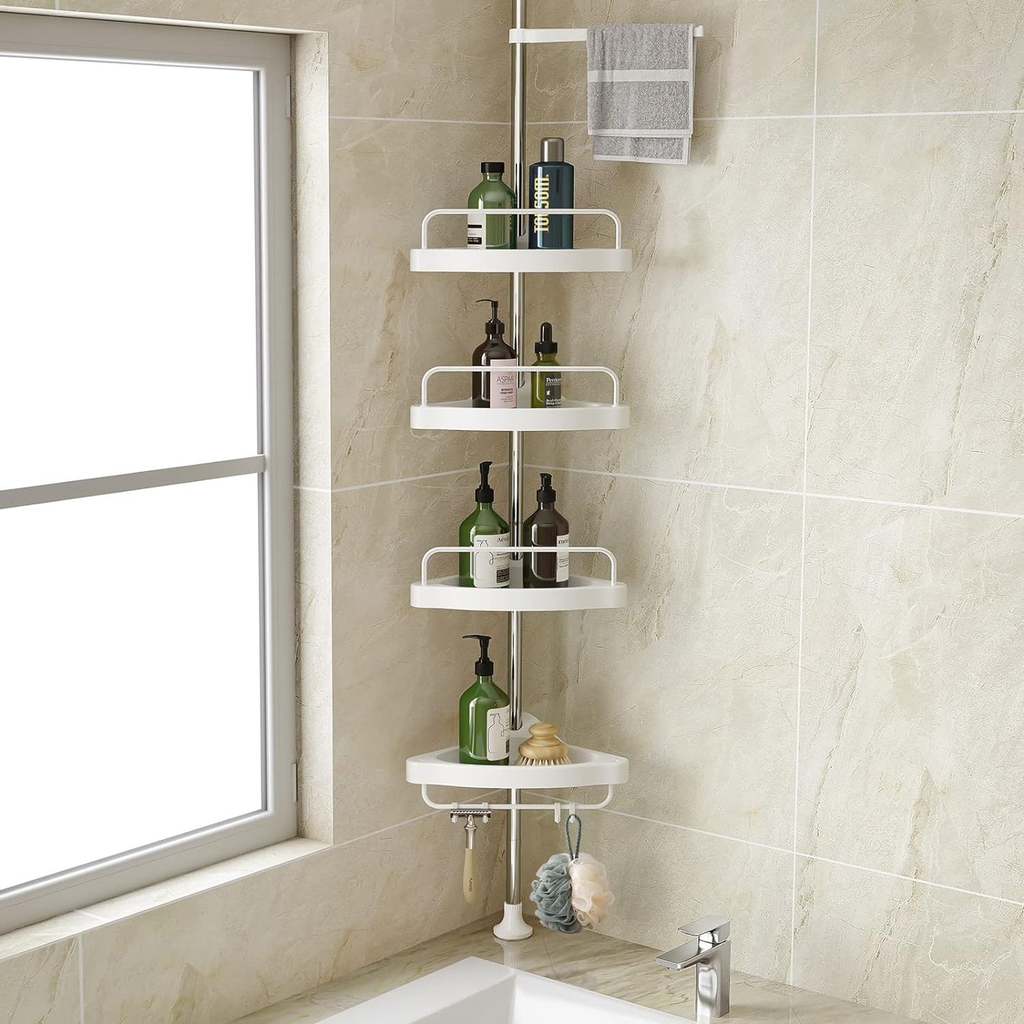 Floor to Ceiling Shower Caddy Corner Tension Pole