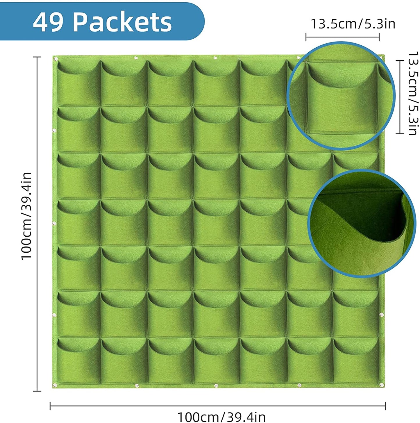 49 Pockets Hanging Planter Bags Vertical Wall Mounted Plant Planting Grow Bags
