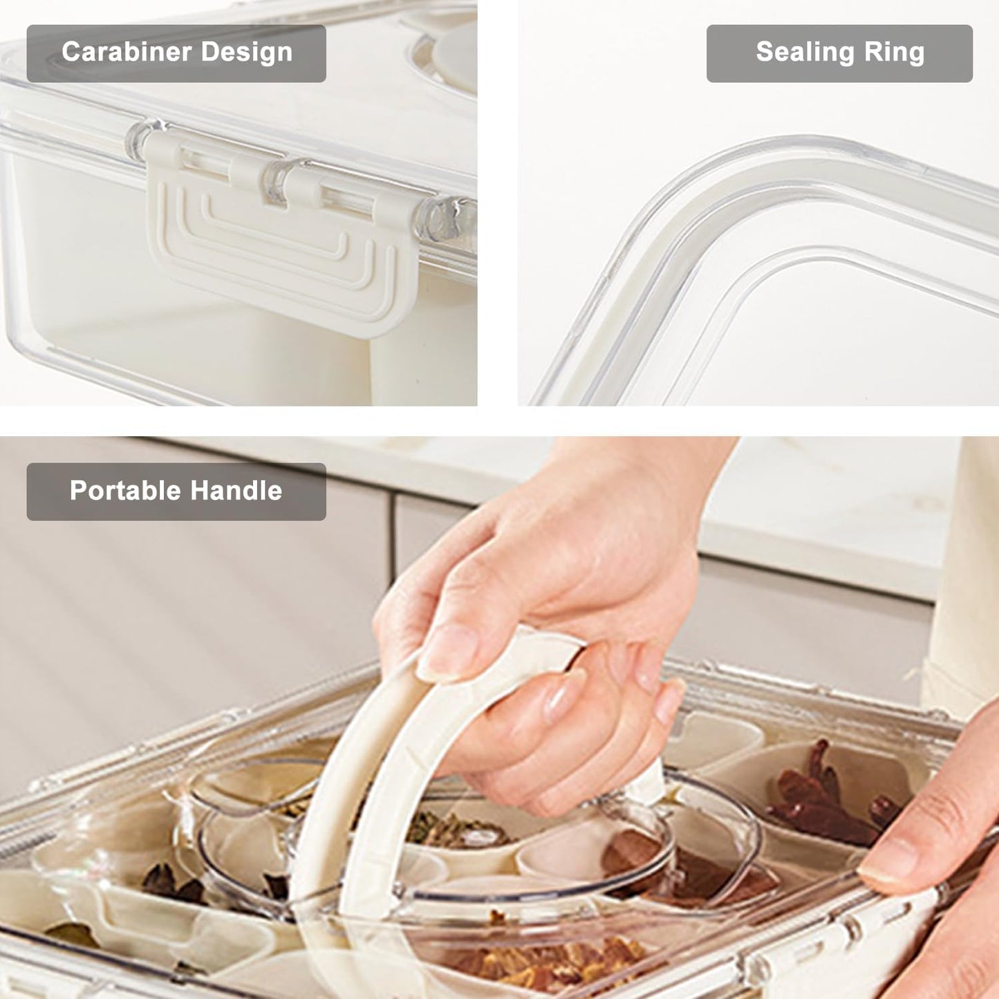 Snackle Box with Lid – 8-Compartment Charcuterie Tray Organizer