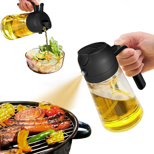 Dual-Function Oil Spray Bottle for Cooking 470ml Black