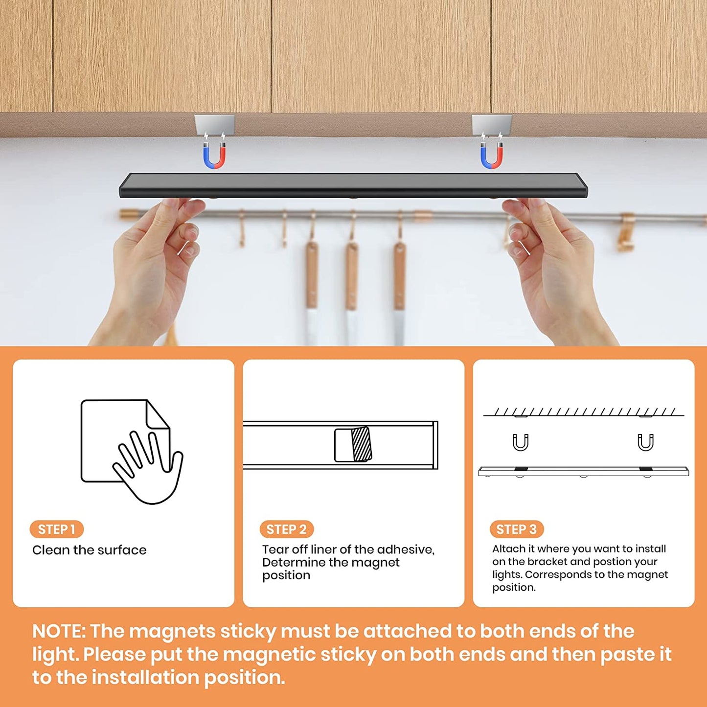 60cm LED Sensor Light Black Drawer Light