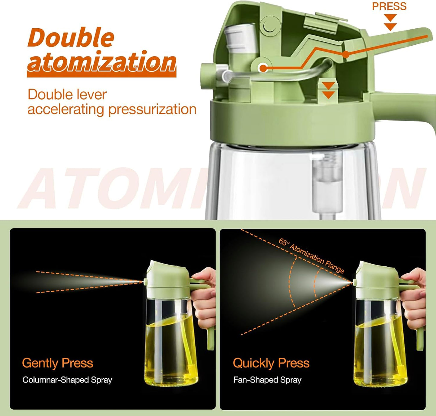 Dual-Function Oil Spray Bottle for Cooking 470ml Green