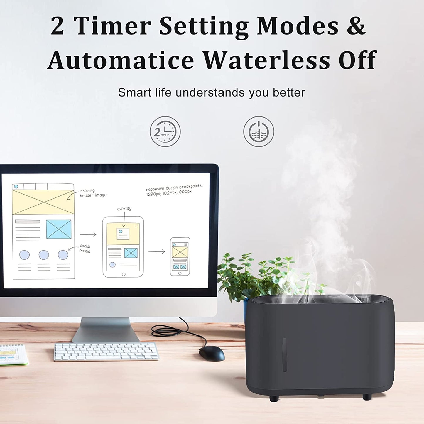 Air Humidifier Essential Oil Diffuser Portable Flame Diffuser