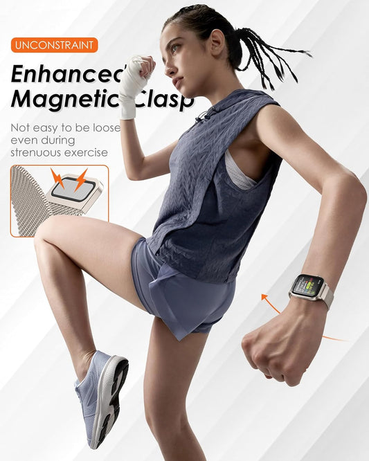 Stainless Steel Milanese Loop Apple Watch Band Starlight 42mm 44mm 45mm 49mm