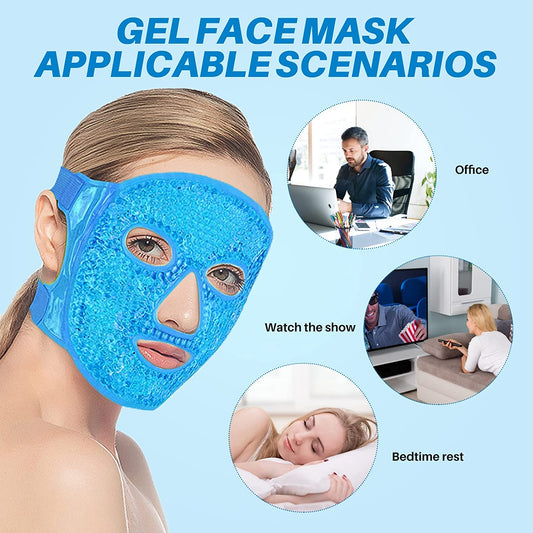 Cold Face Eye Mask Ice Pack Reduce Face Puff,Dark Circles,Gel Beads Hot Heat Cold Compress Pack,Face SPA for Woman Sleeping, Pressure, Headaches, Skin Care[Blue]