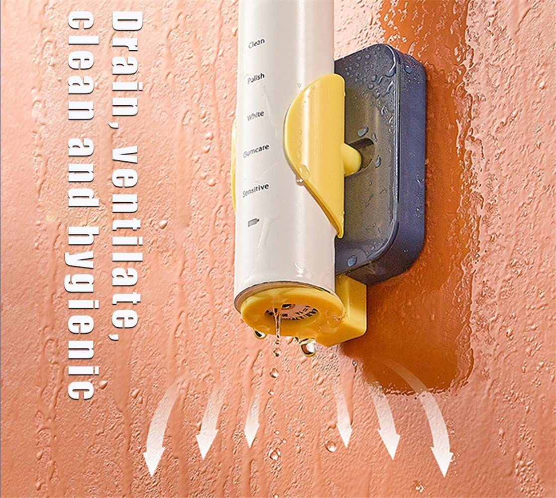 2 Pack Electric Toothbrush Hanger Punch-Free Wall-Mounted Toothbrush Rack White Orange