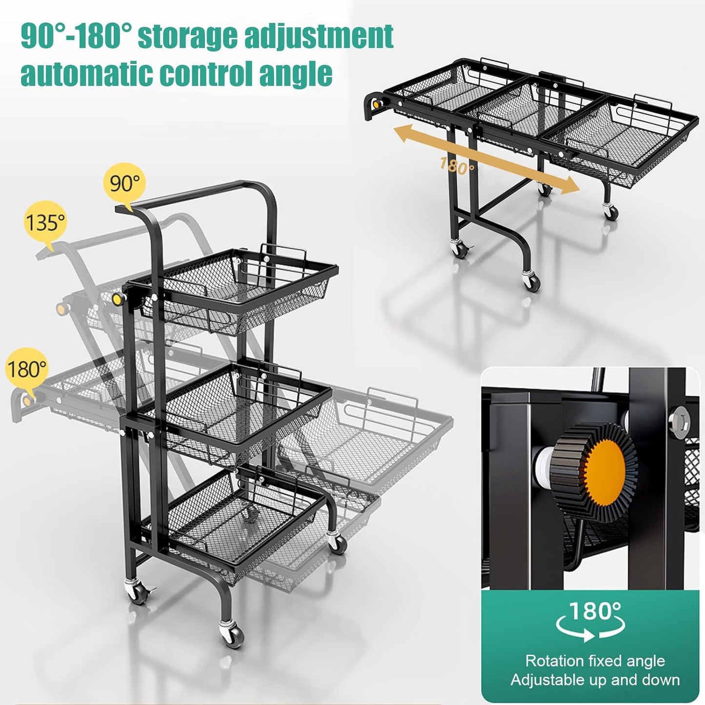 3-Tier rotating Serving Cart white