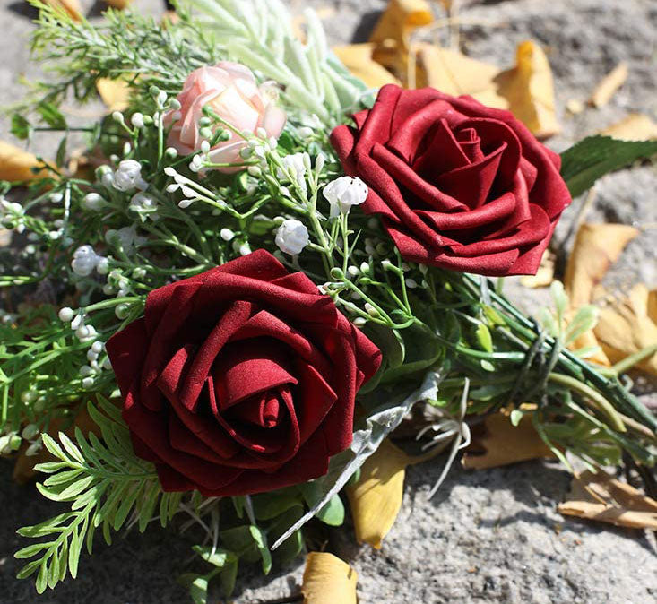 25pcs Artificial Flower Rose Decorated Rose Flower - Red