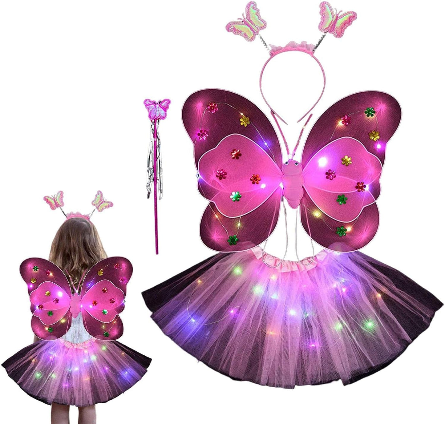 20 LED  Light up Fairy Costume Set Pink