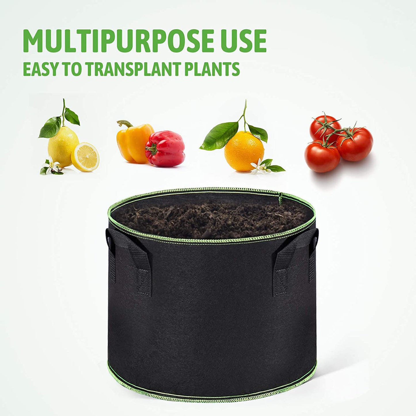 4 Pack 37L Grow Bags Nonwoven Plant Fabric Pots with Handles