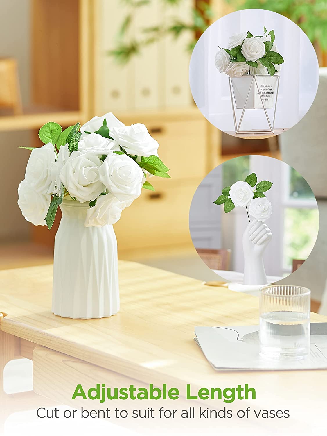 25pcs Artificial Flower Rose Decorated Rose Flower - White