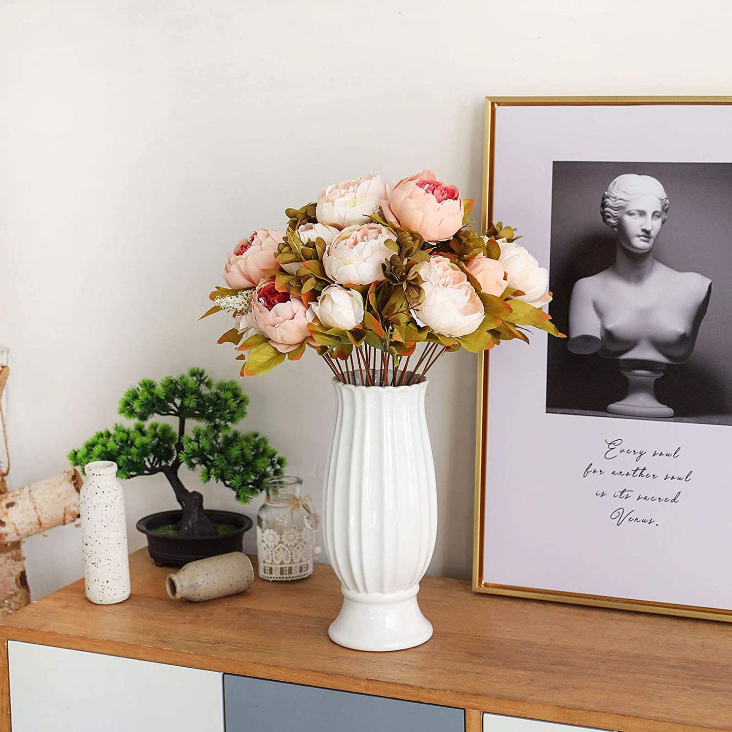 Artificial Peony Silk Flowers-Mixed Pink