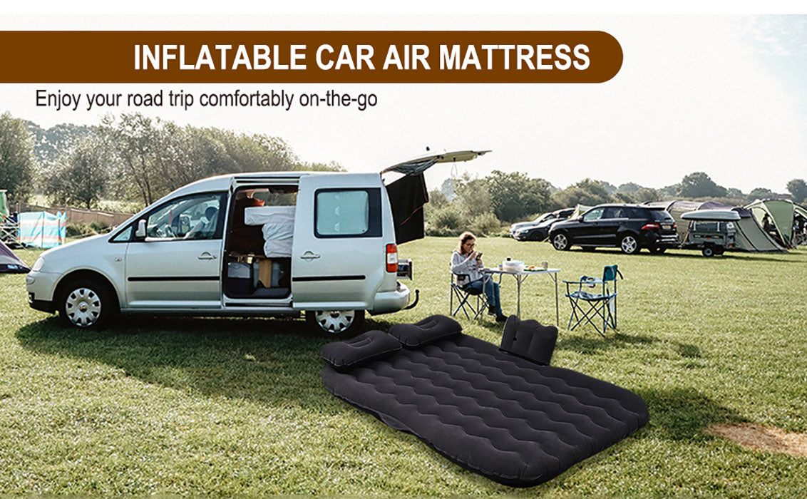 Portable Travel Inflatable Car SUV RV Truck Minivan Back Seat Air Mattress Bed with Pump Beige