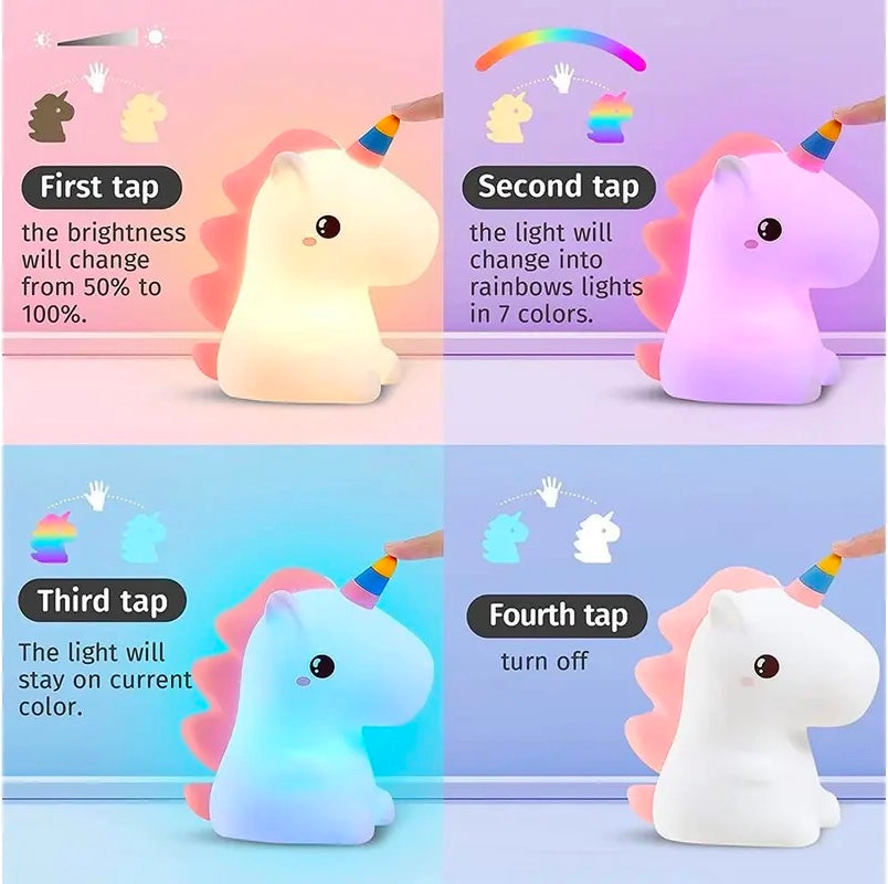 Night Light Tapping Rechargeable Night Light Sleeping Lights Unicorn