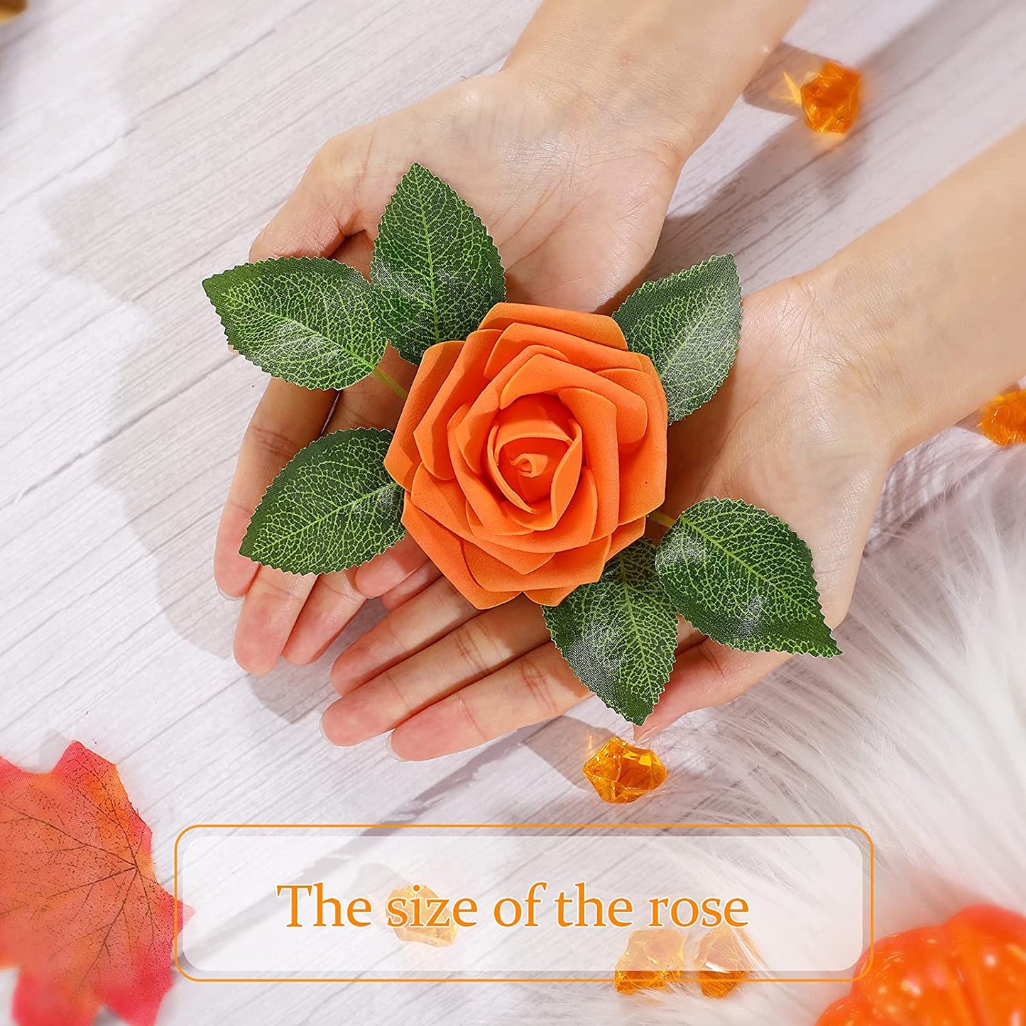 25pcs Artificial Flower Rose Decorated Rose Flower - Orange