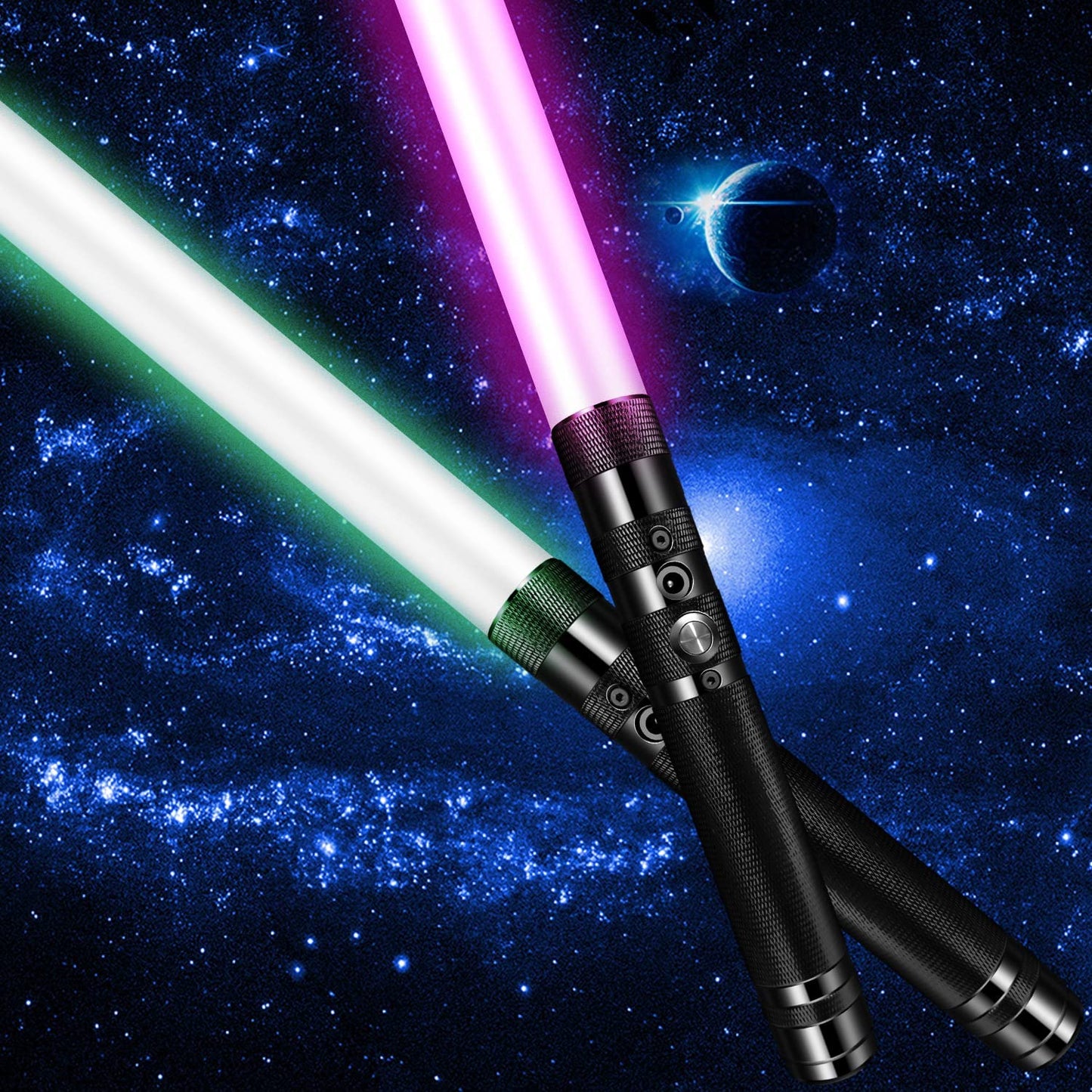 Lightsaber Metal Rechargeable LED Sword with 7 RGB Colors Changeable and Sound Fonts - Single-Bladed
