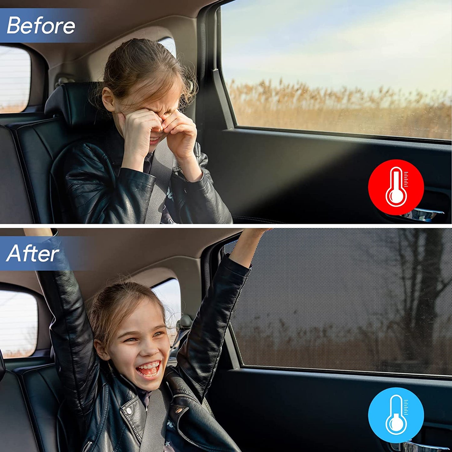 2 Pack SUV Car Rear Windows Sunshade 2 Pack Breathable Stretchy Mesh for Rear Side Windows Block Sunlight