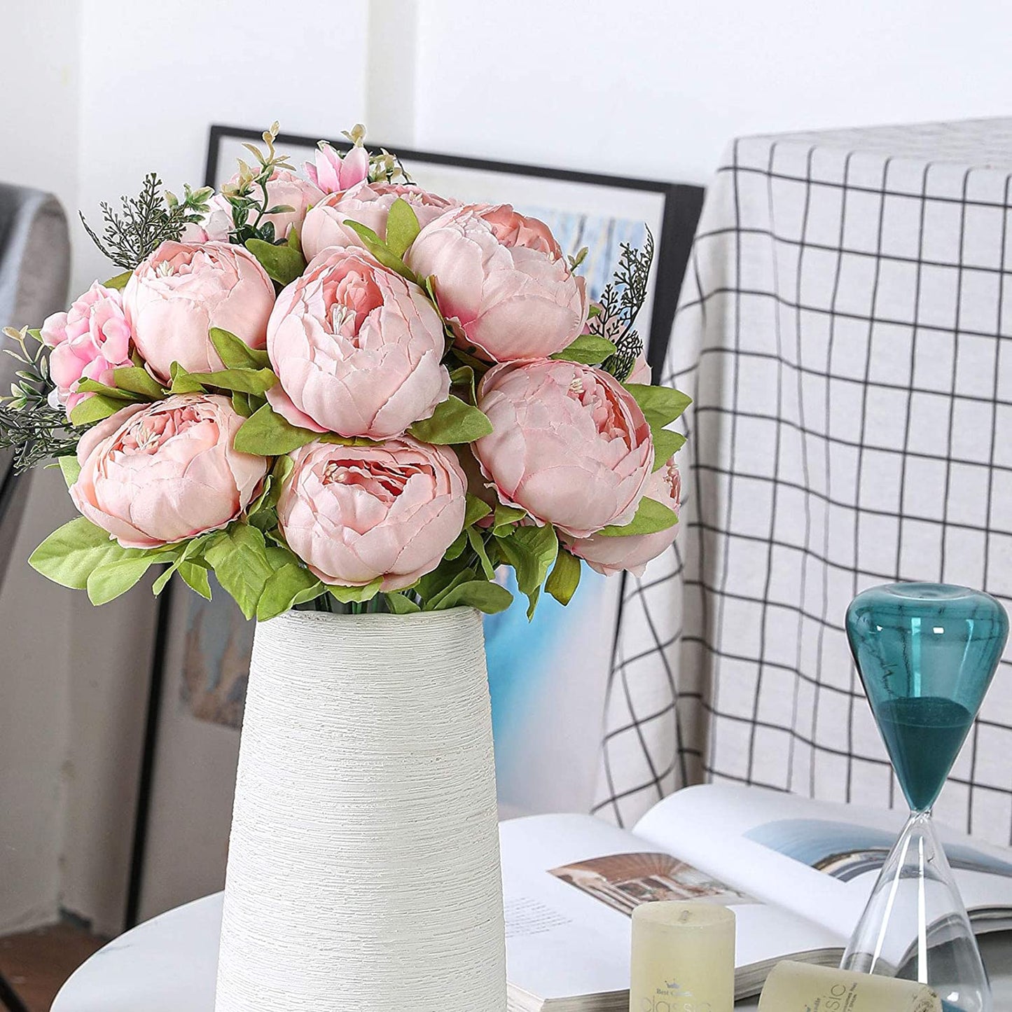 Artificial Peony Silk Flowers Light Pink