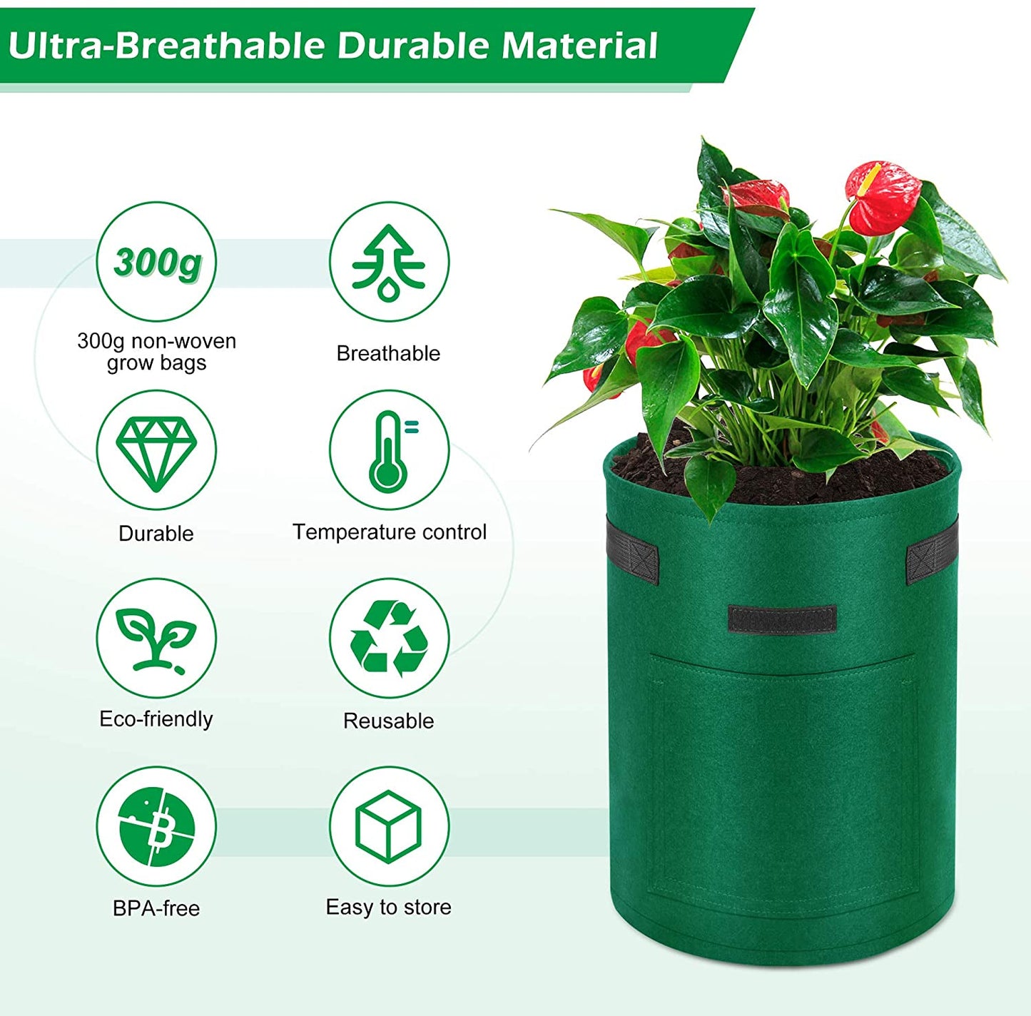 4 Pack 25L Garden Plant Grow Bags with Handles Fruit Vegetable Storage Bags