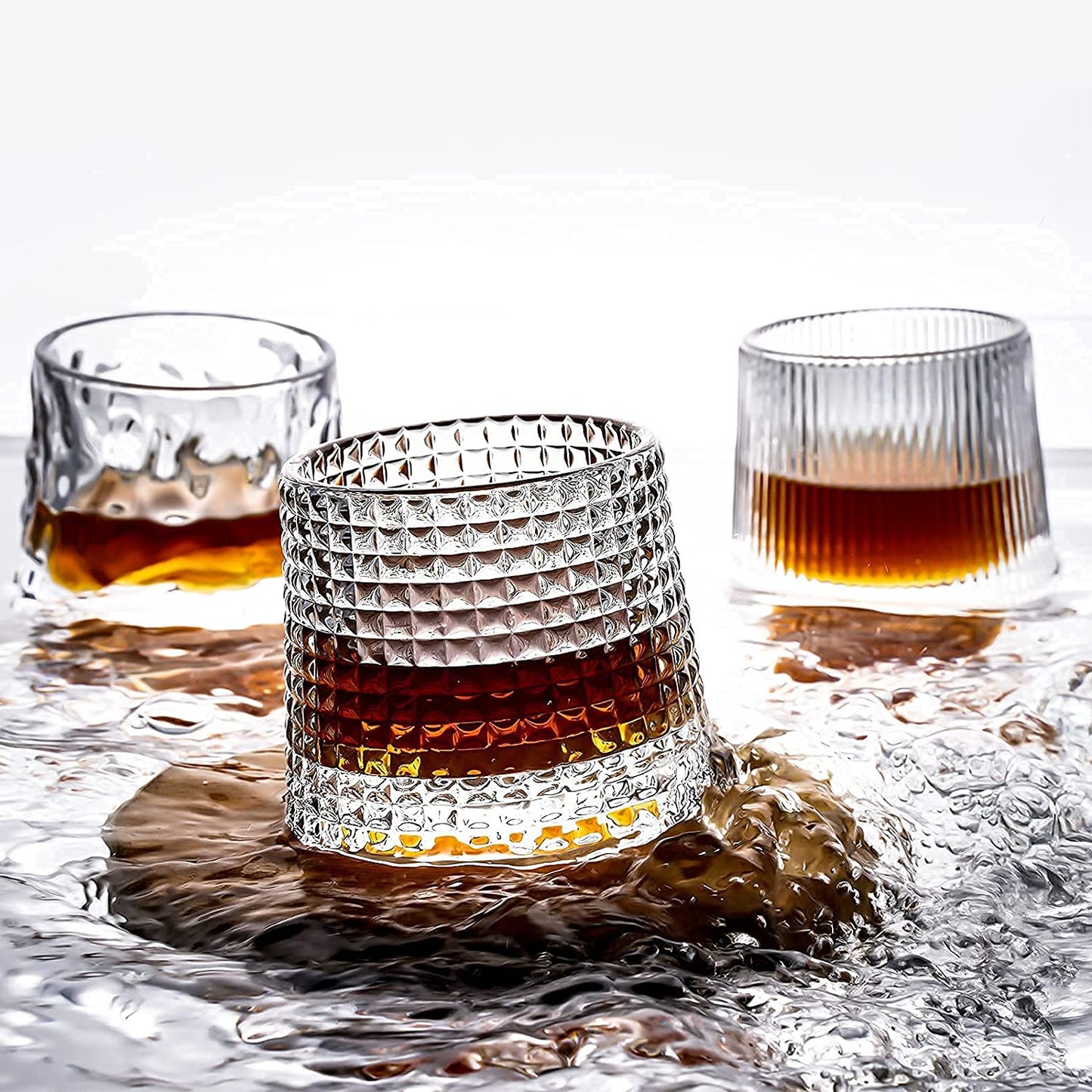 Rotatable Old Fashioned Glasses Dot 4 SET