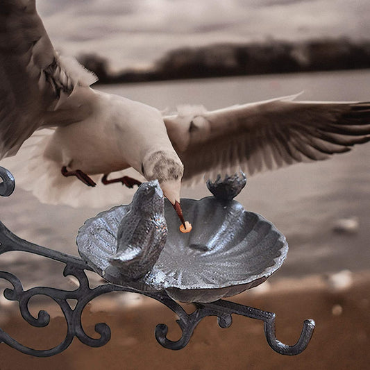 Cast Iron Outdoor Hanging Bracket with Bird Feeder