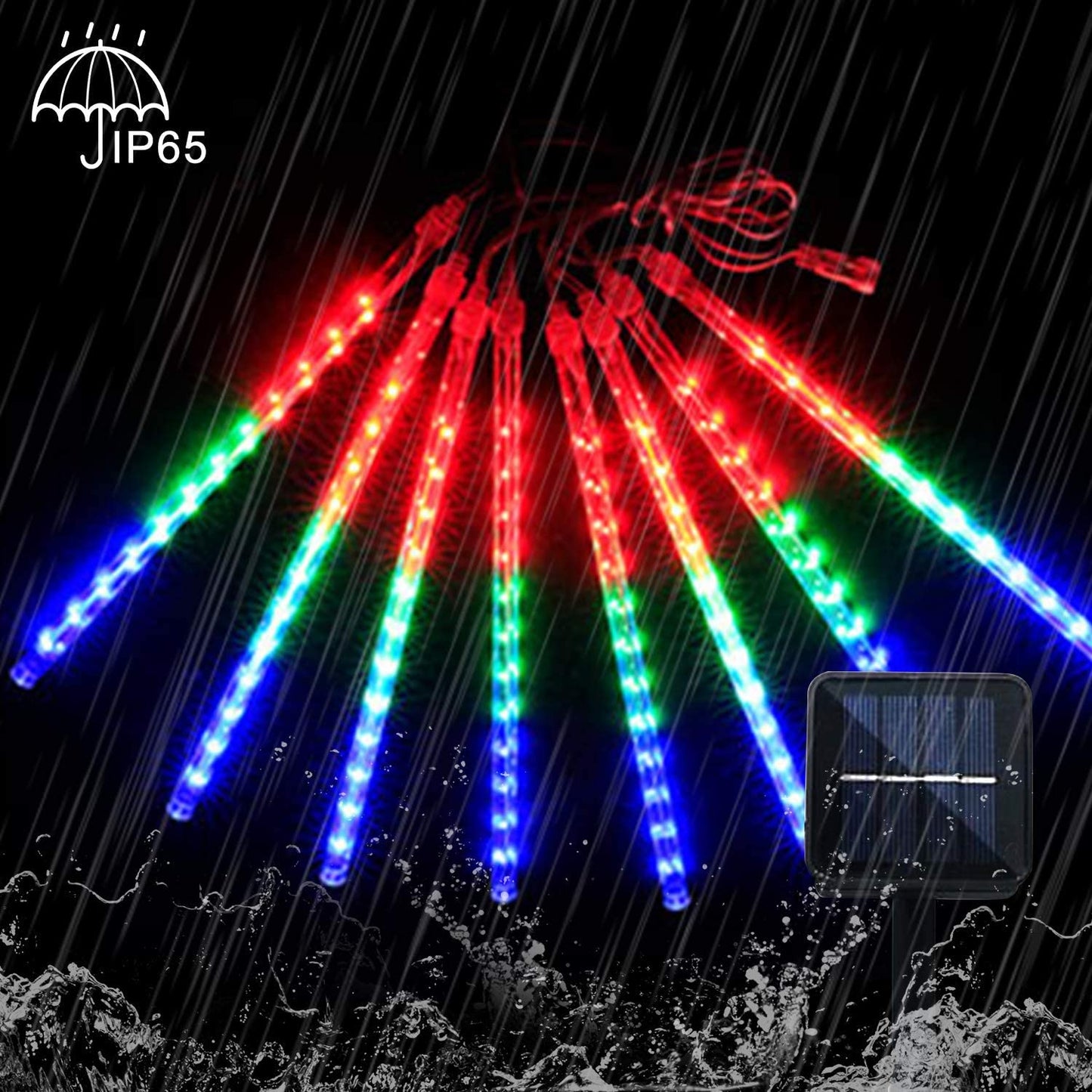 Outdoor Solar Meteor Shower Rain Lights Rainbow