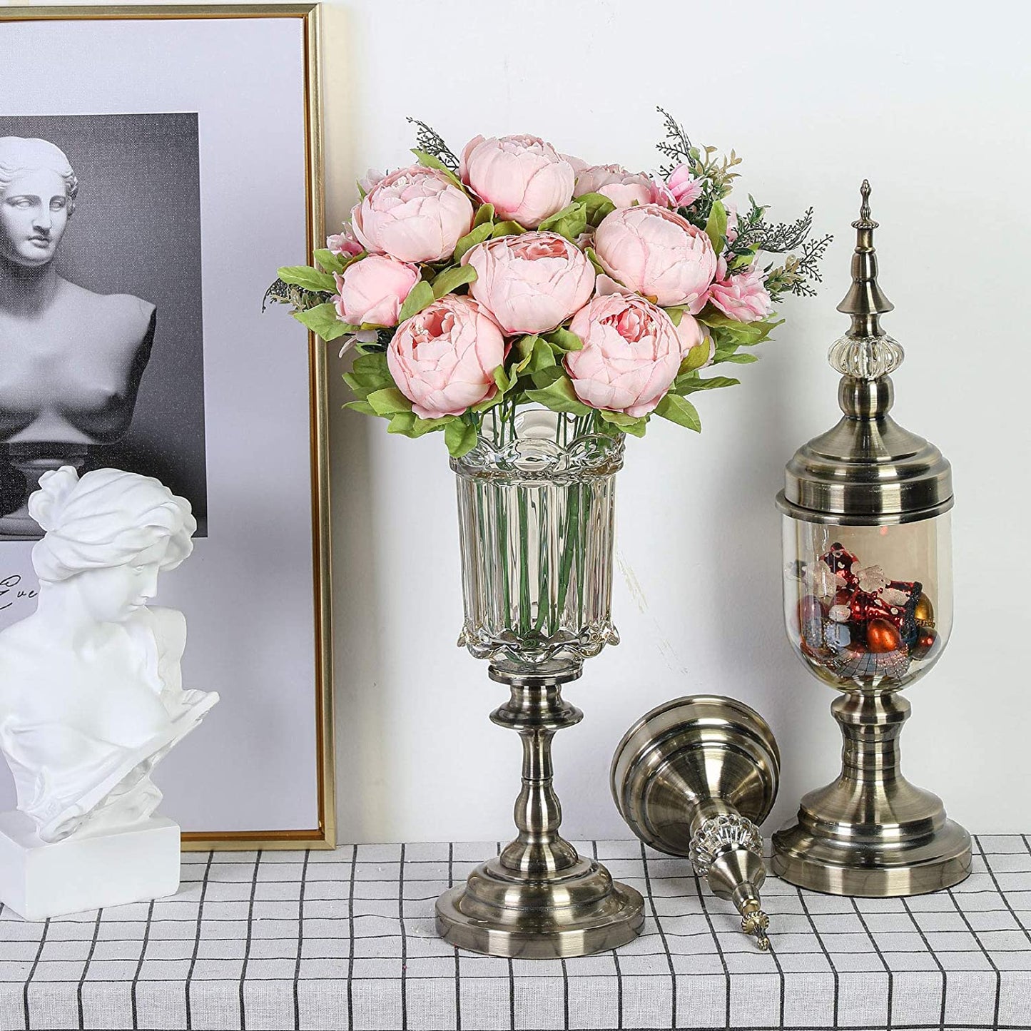 Artificial Peony Silk Flowers Light Pink