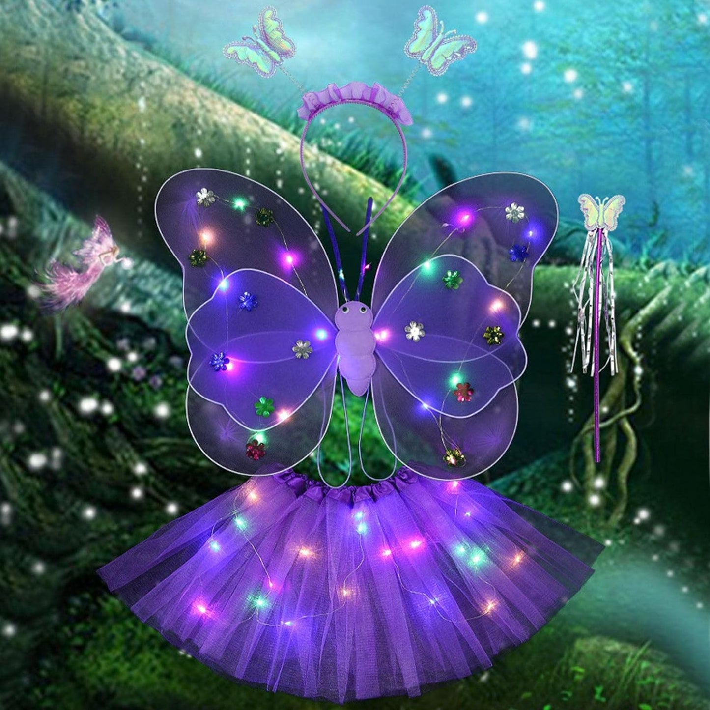20 LED  Light up Fairy Costume Set Purple