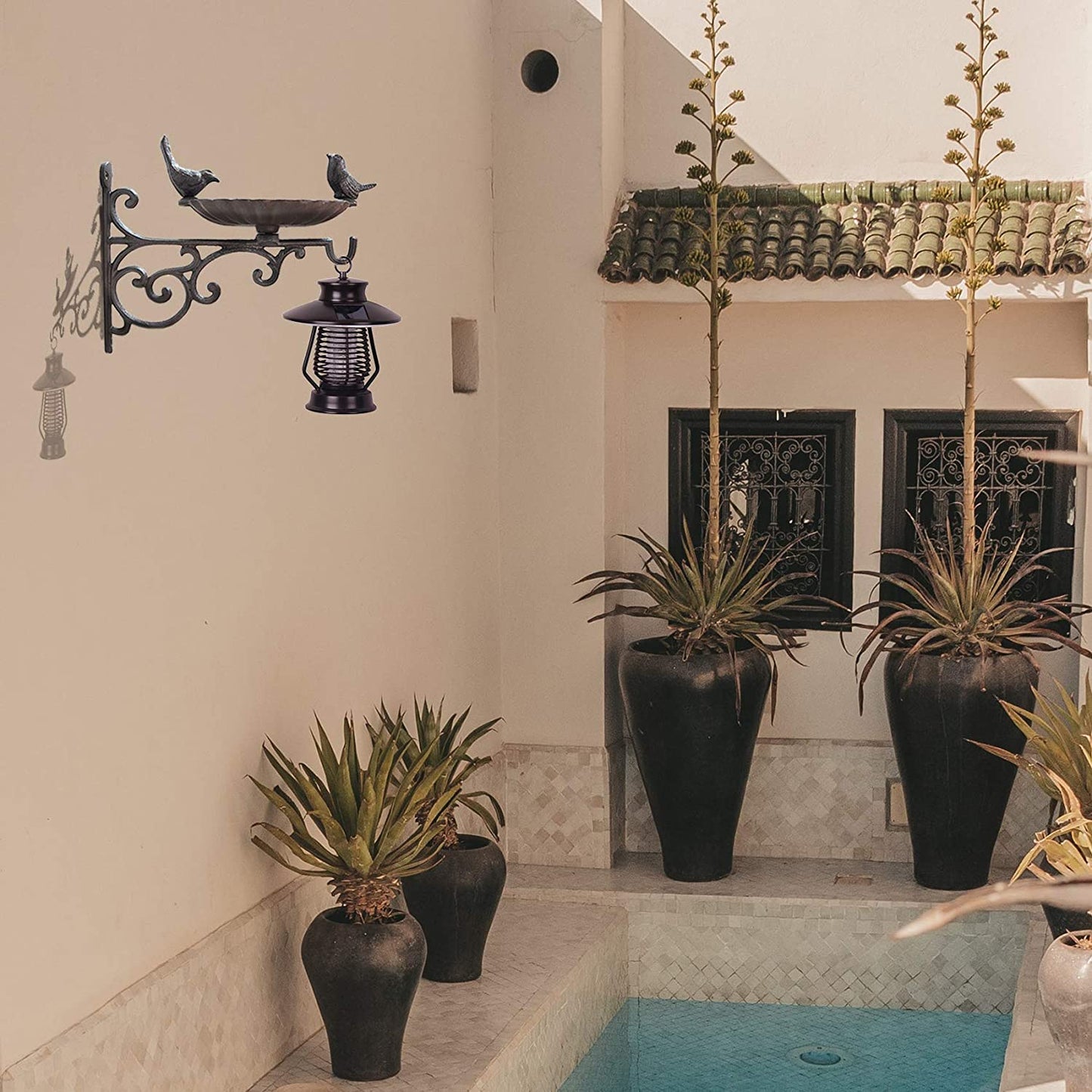 Cast Iron Outdoor Hanging Bracket with Bird Feeder